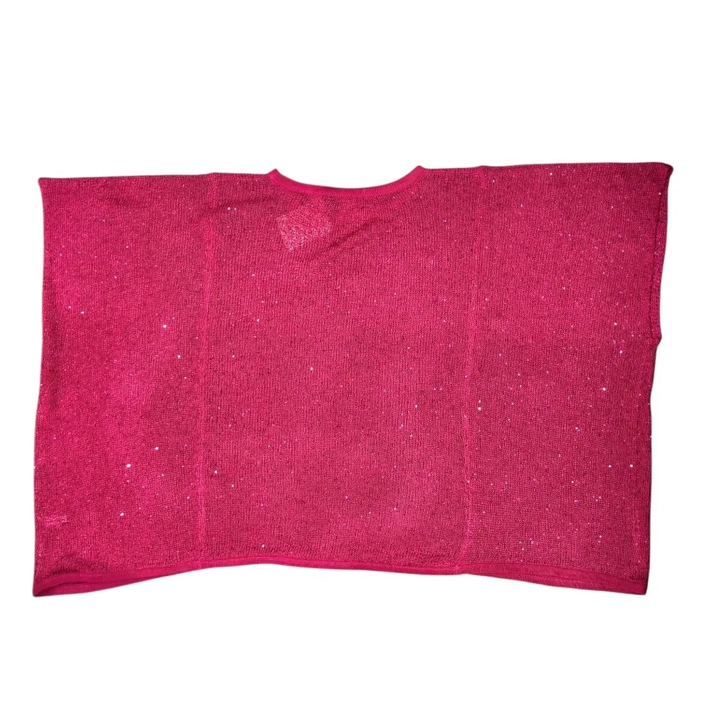 BOSTON PROPER BRIGHT PINK SEQUINS BOXY GLITZ AND GLAMOUR SWEATER  - NWT
